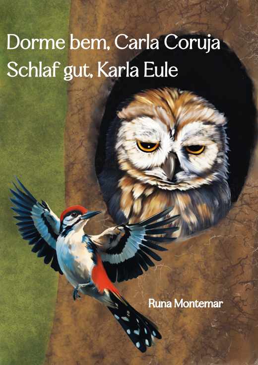 Capa "Dorme bem Carla Coruja." Cover "Schlaf gut, Karla Eule".