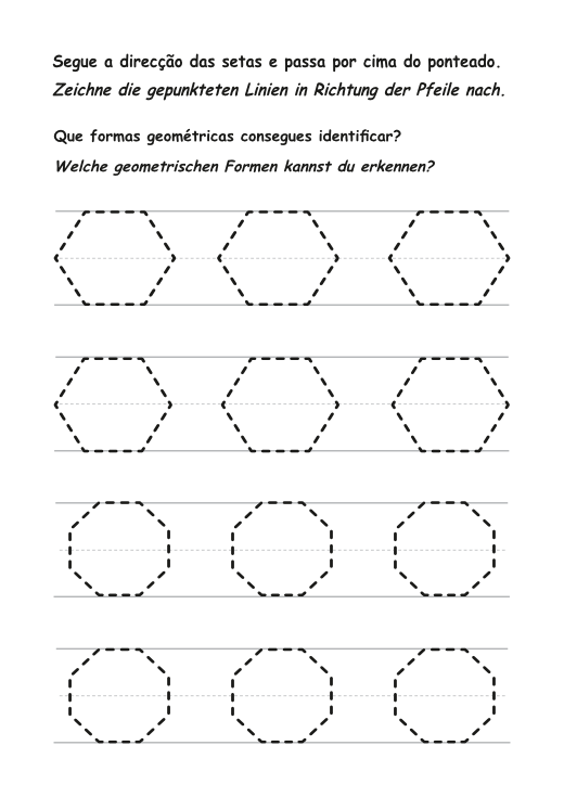 Formas página 11 do caderno "Vou aprender as formas". Formen Seite 11 aus dem Heft "Ich lerne die Formen".